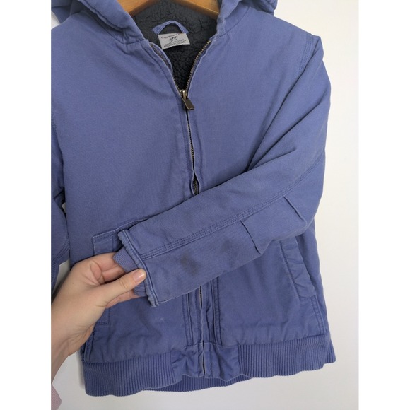 Carhartt Sherpa Duck Canvas Jacket Kids Girl's 7/8 Small Hooded Insulated Winter - Picture 9 of 12
